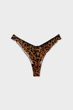 Tanga en tulle imprimé;${refinementColor}