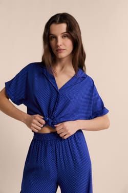 Koszula piżamowa z kr&oacute;tkimi rękawami w groszki;${refinementColor}