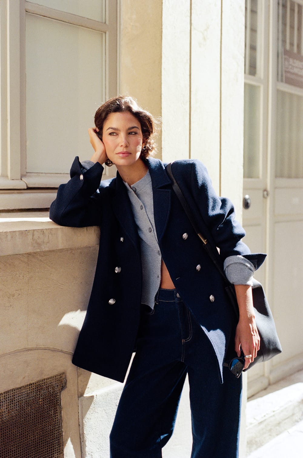 Manteau crois&eacute; court avec laine;${refinementColor}