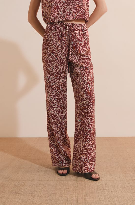 Pantalon fluide &agrave; motifs;${refinementColor}