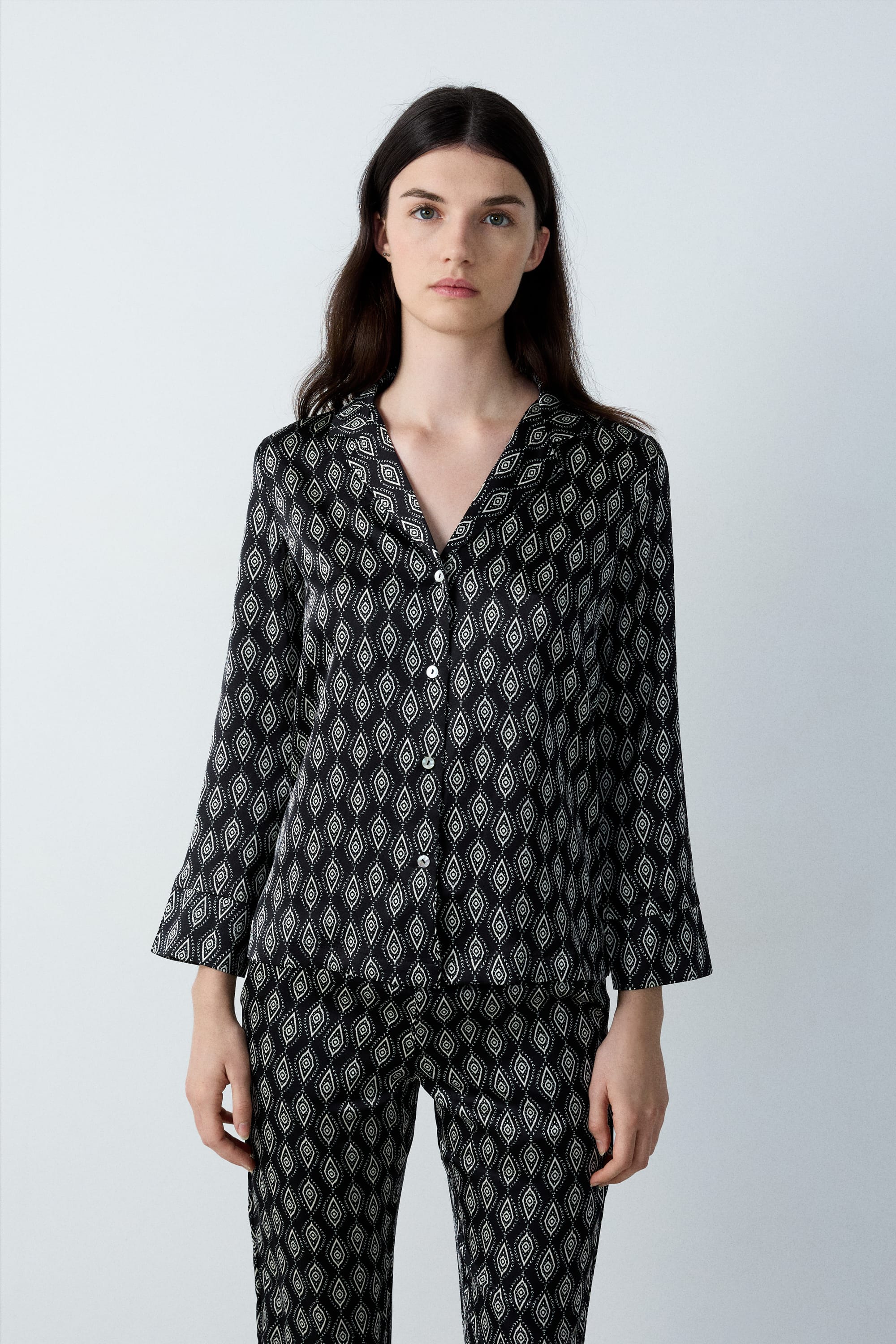 chemise de pyjama satinée imprimée