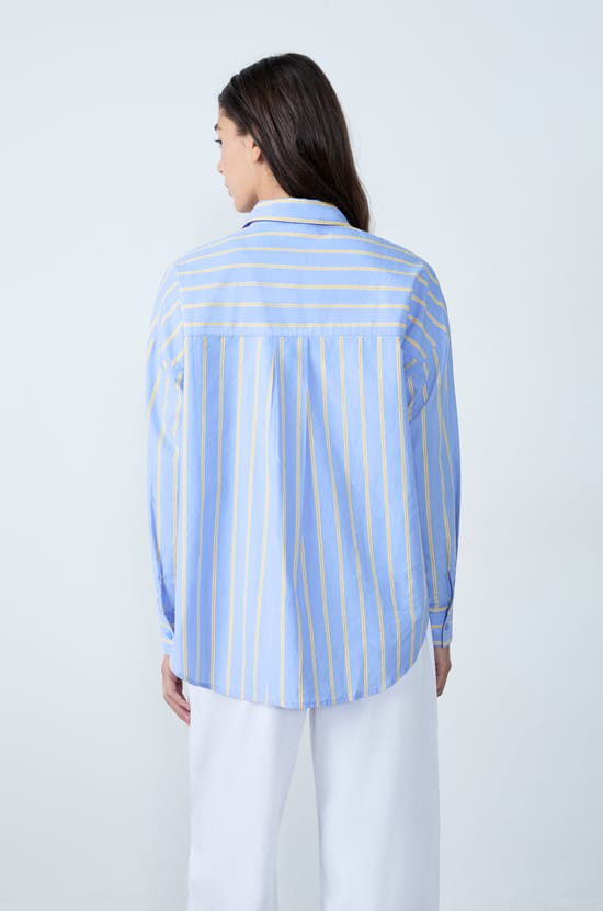 Chemise manches longues à rayures;${refinementColor}