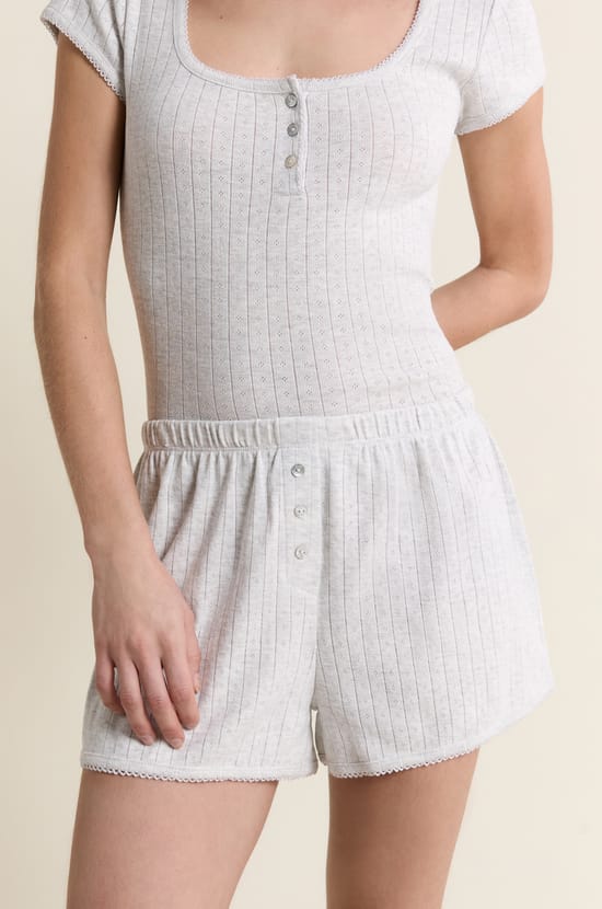 Short de pyjama en coton en pointelle;${refinementColor}