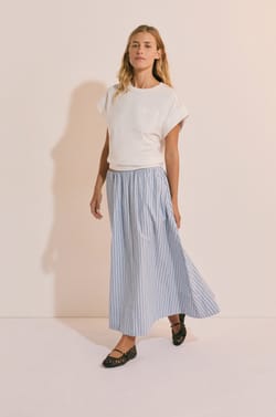 Jupe longue en coton &agrave; rayures;${refinementColor}