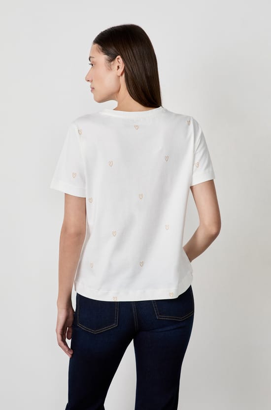 T-shirt manches courtes imprim&eacute; c&oelig;urs en coton;${refinementColor}