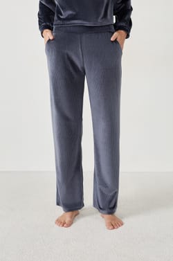 Velvet-Effect Pyjama Trousers;${refinementColor}