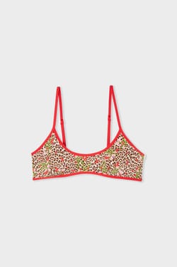 Haut de maillot de bain brassi&egrave;re &agrave; imprim&eacute; l&eacute;opard;${refinementColor}