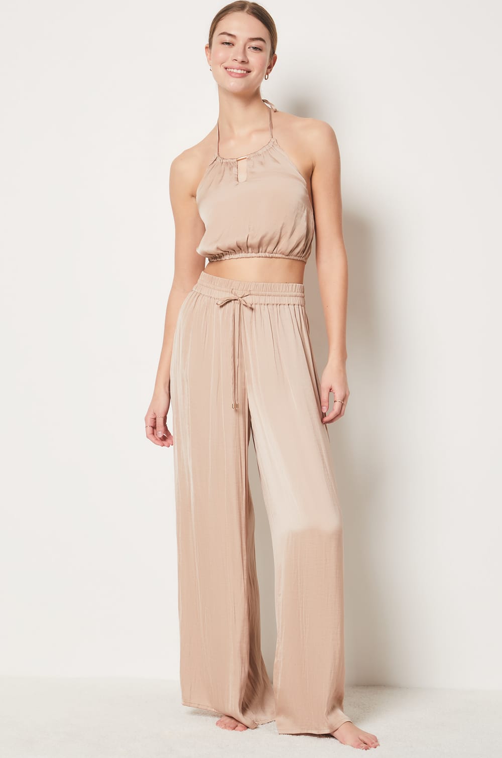 Satin Cropped Camisole;${refinementColor}