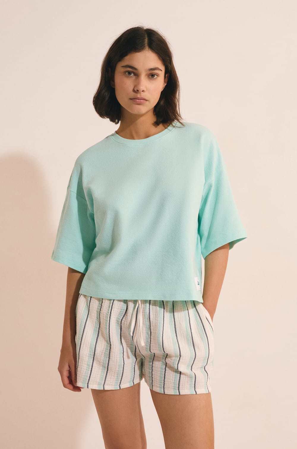 T-shirt de pyjama manches courtes en coton;${refinementColor}