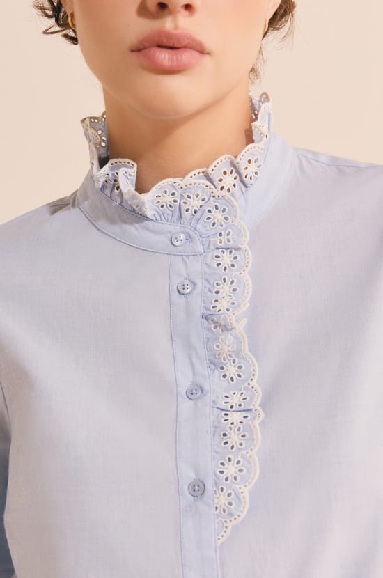Chemise en coton avec broderie anglaise;${refinementColor}