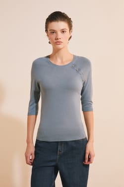 Pull manches mi-longues &agrave; col rond;${refinementColor}