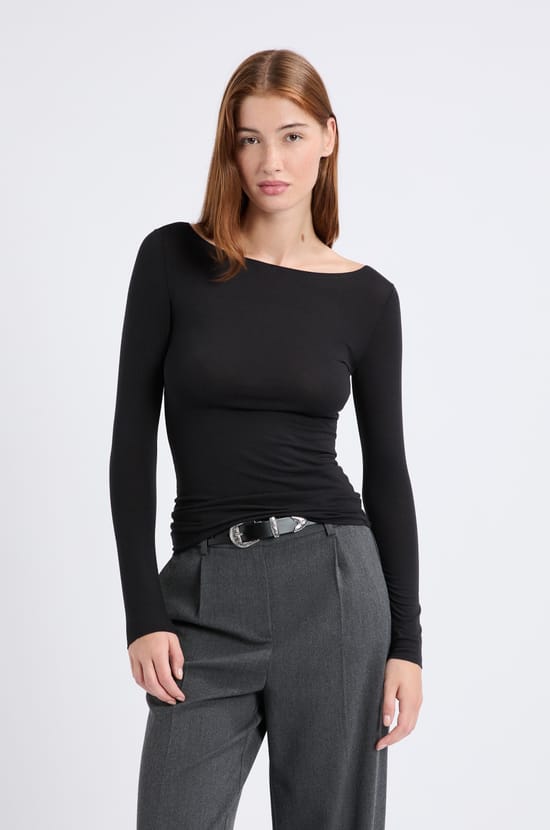 T-shirt thermique col bateau;${refinementColor}