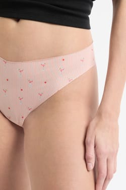 Naadloze microvezel tanga met motief;${refinementColor}