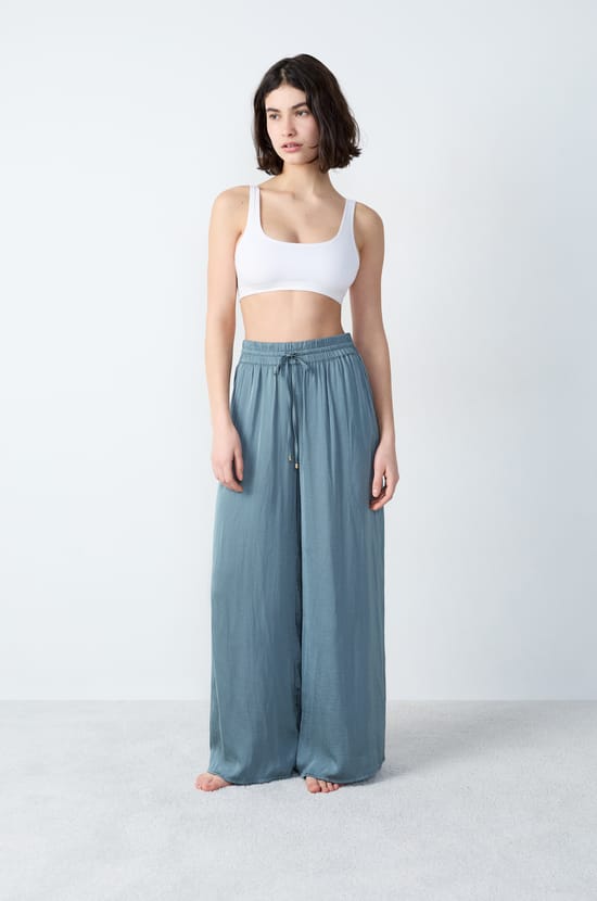 Wide-Cut Satin Pants;${refinementColor}