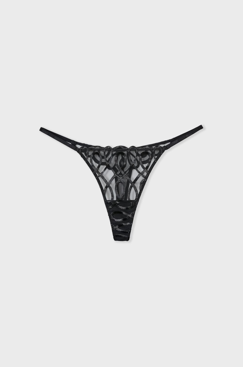 Embroidered Tulle Thong;${refinementColor}