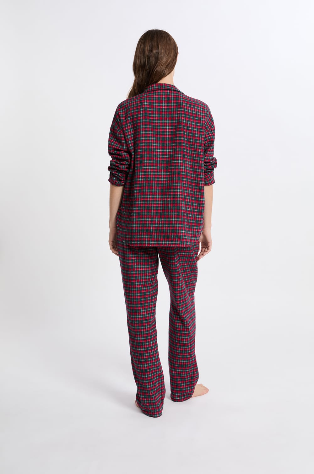 2-Piece Checkered Cotton Pajama Set;${refinementColor}