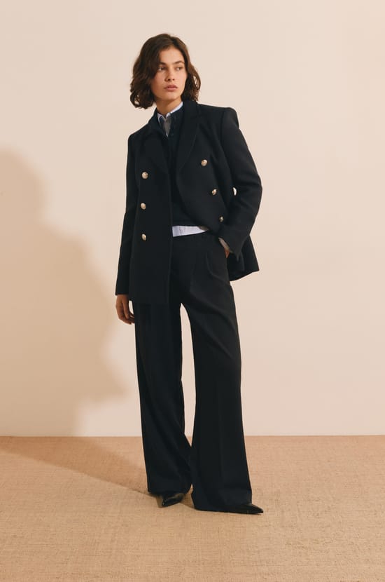 Manteau crois&eacute; court avec laine;${refinementColor}