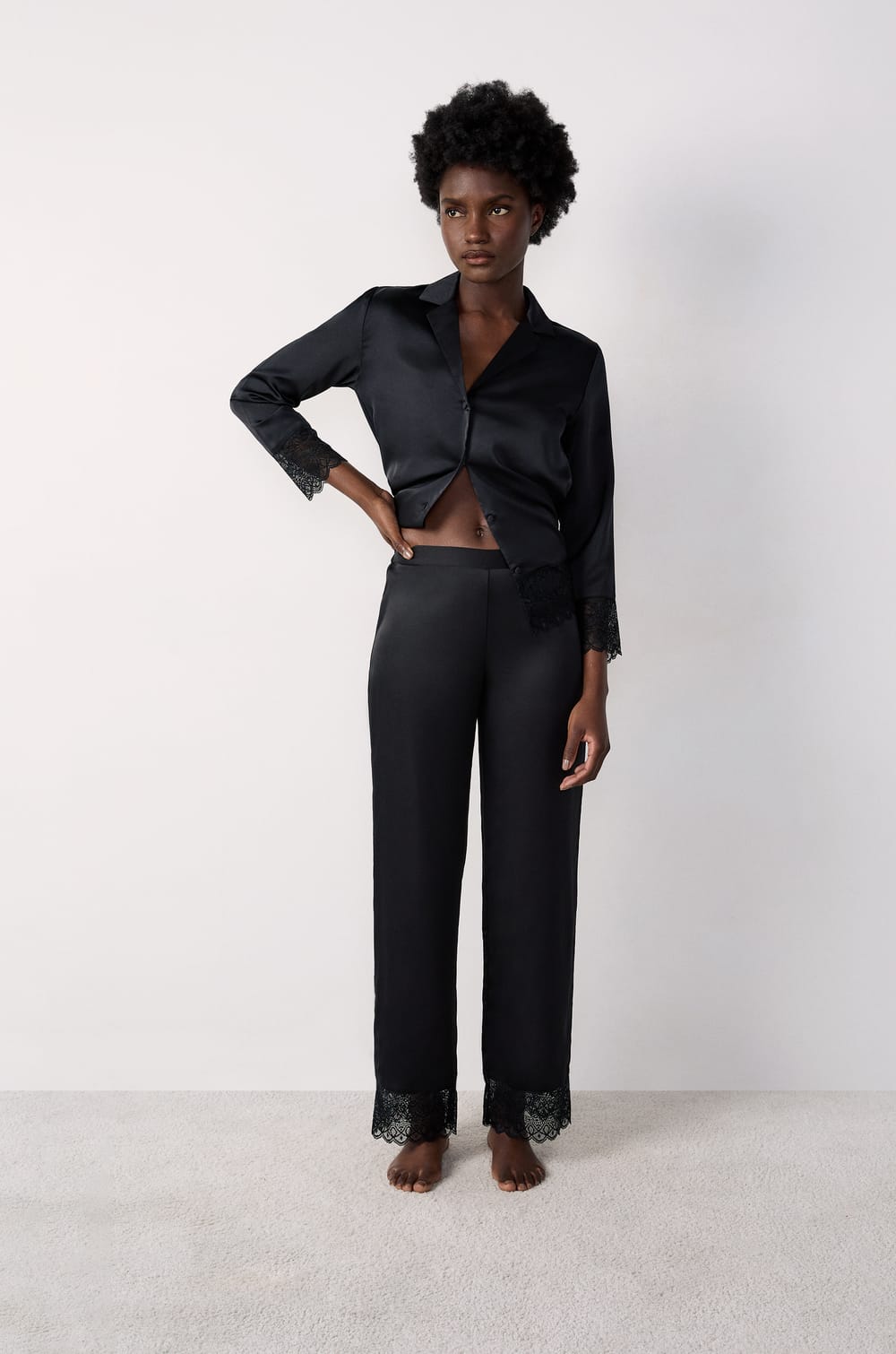 Satin Pyjama Bottoms;${refinementColor}