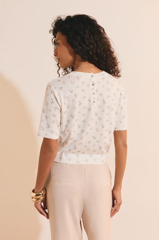 Pull manches courtes &agrave; motifs;${refinementColor}