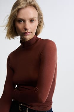 T-shirt manches longues col montant avec laine;${refinementColor}