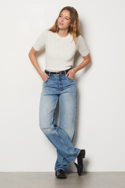 Short-Sleeved Sweater With Openwork Details;${refinementColor}