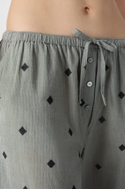 Embroidered striped cotton pyjama trousers;${refinementColor}