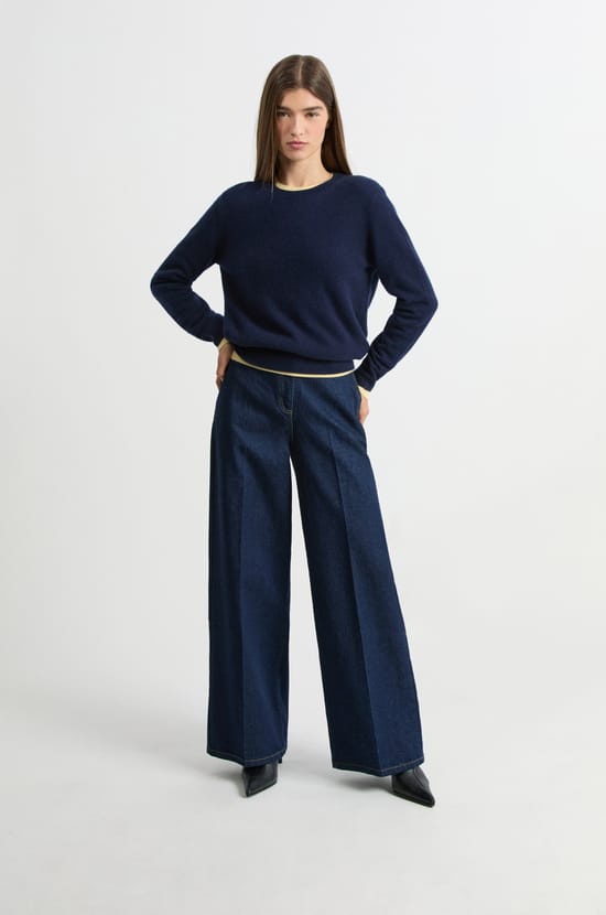 Pull col rond en cachemire;${refinementColor}