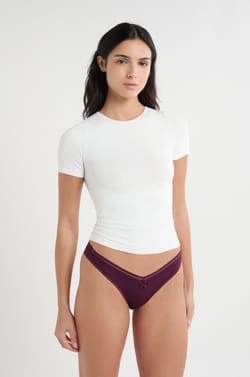 Tanga V-shape microfibre d&eacute;tails dentelle;${refinementColor}
