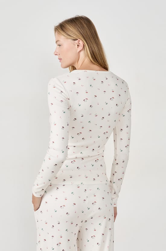 T-shirt van pyjama met paddenstoelenprint;${refinementColor}