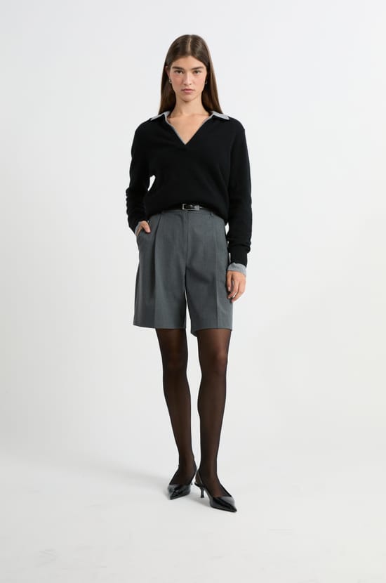 Pull col polo en cachemire;${refinementColor}