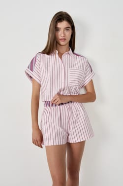 Pantal&oacute;n cortos de pijama a rayas;${refinementColor}