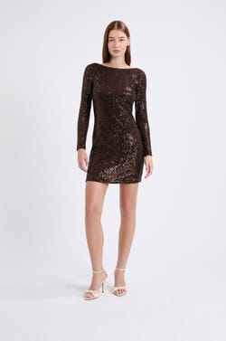 Long-sleeved sequin dress;${refinementColor}