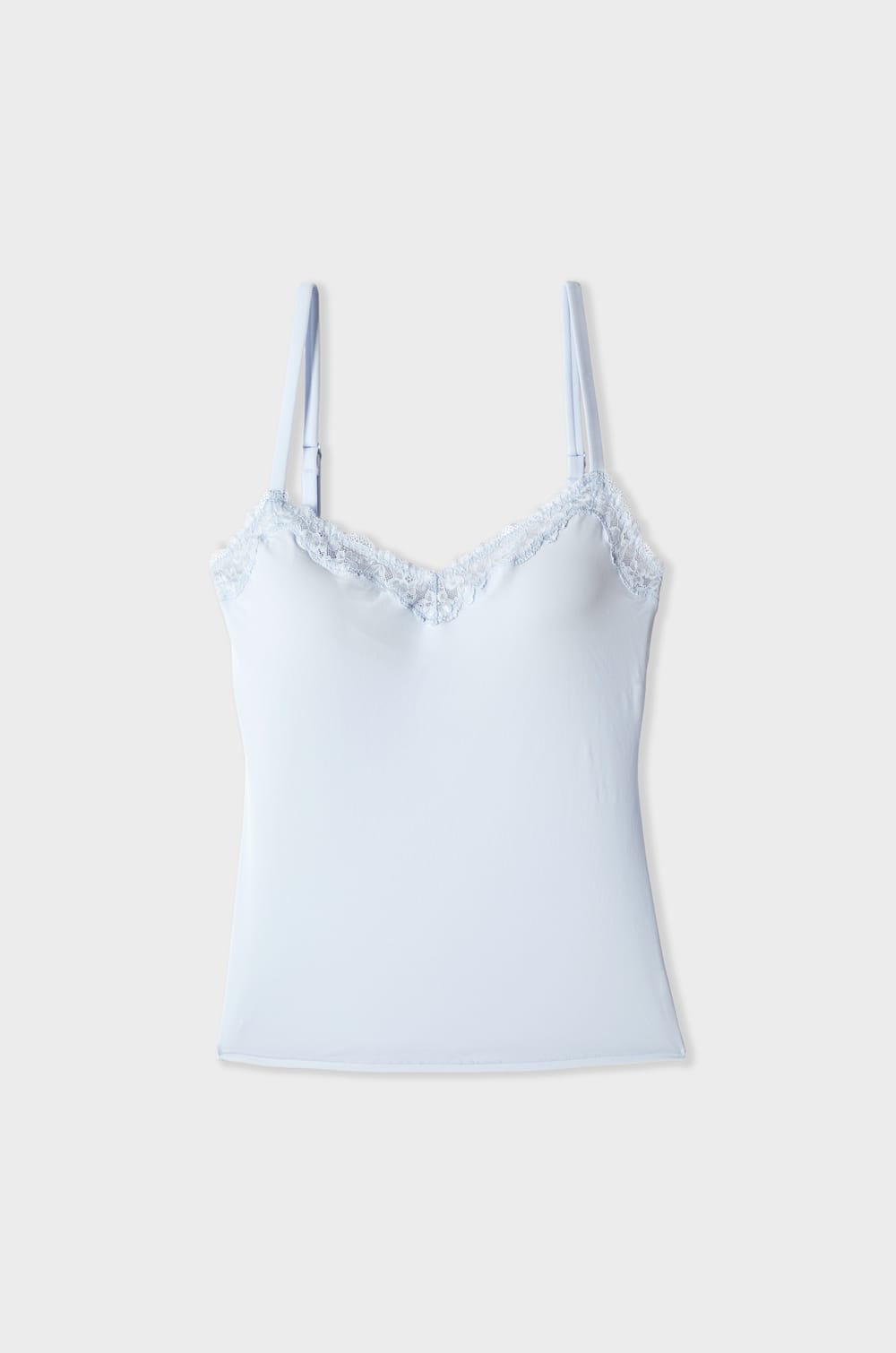 Camisole in Microfibre and Lace with Integrated Bralette;${refinementColor}