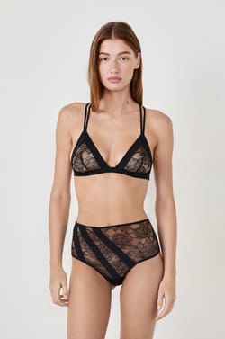 Triangle wireless lace bra;${refinementColor}