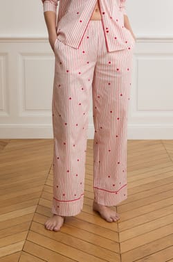 Pantalon de pyjama &agrave; rayures et c&oelig;urs avec coton;${refinementColor}
