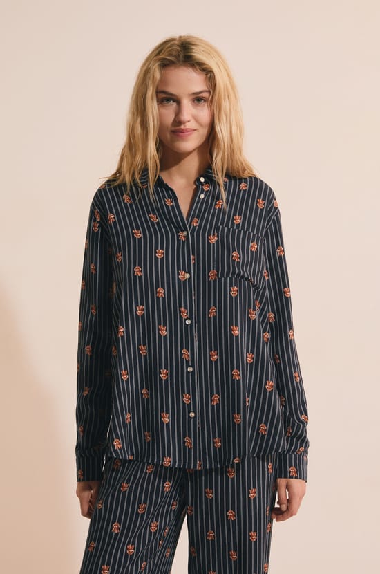 Pyjama Shirt with Dog Motifs;${refinementColor}