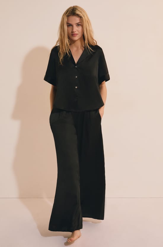 Pantalon de pyjama large en soie;${refinementColor}
