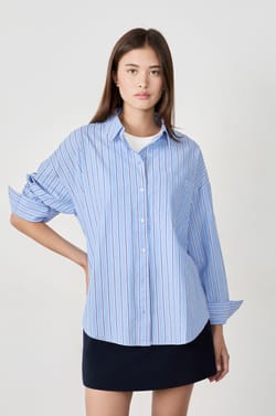 Chemise à rayures en coton;${refinementColor}
