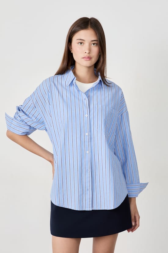 Chemise à rayures en coton;${refinementColor}