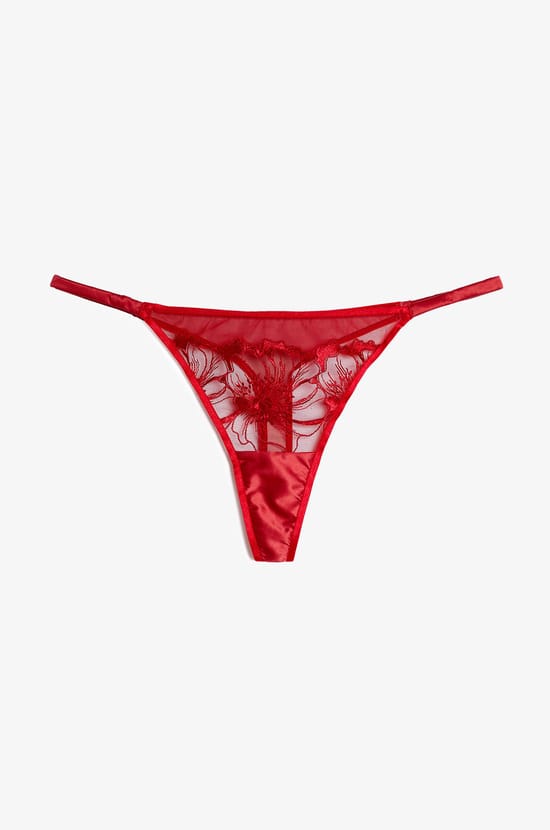 Embroidered Tulle Thong;${refinementColor}