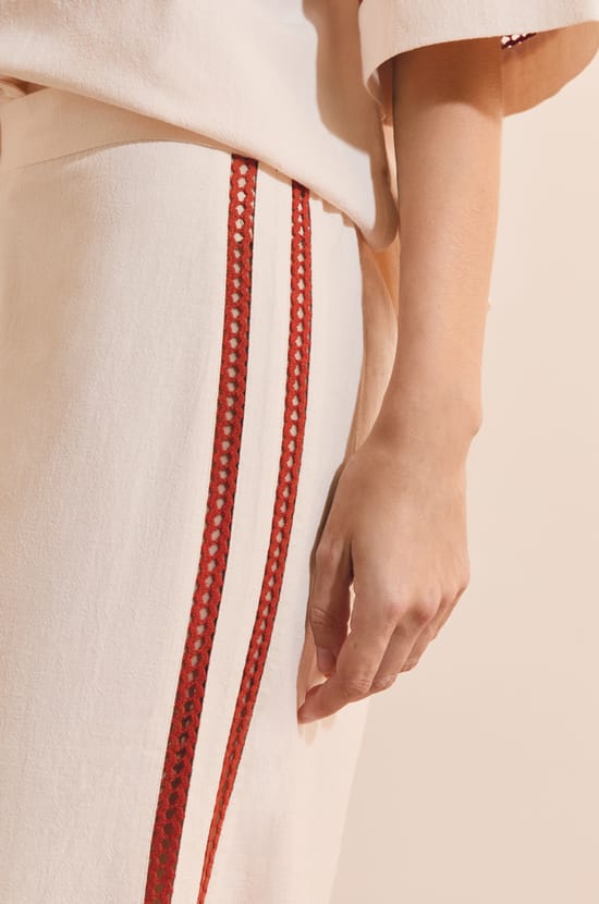 Pyjamabroek met zijstrepen van katoen;${refinementColor}