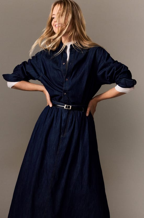 Chemise en jean style cache-coeur;${refinementColor}