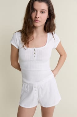 Camiseta de pijama de manga corta con punto calado;${refinementColor}