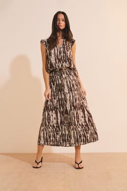 Jupe longue &agrave; motifs;${refinementColor}