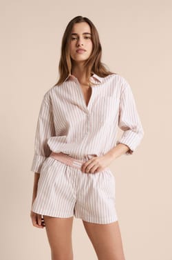 Pantal&oacute;n corto de pijama a rayas con algod&oacute;n;${refinementColor}