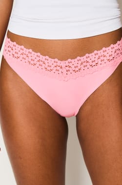 V-shape Microfibre and Lace Tanga;${refinementColor}