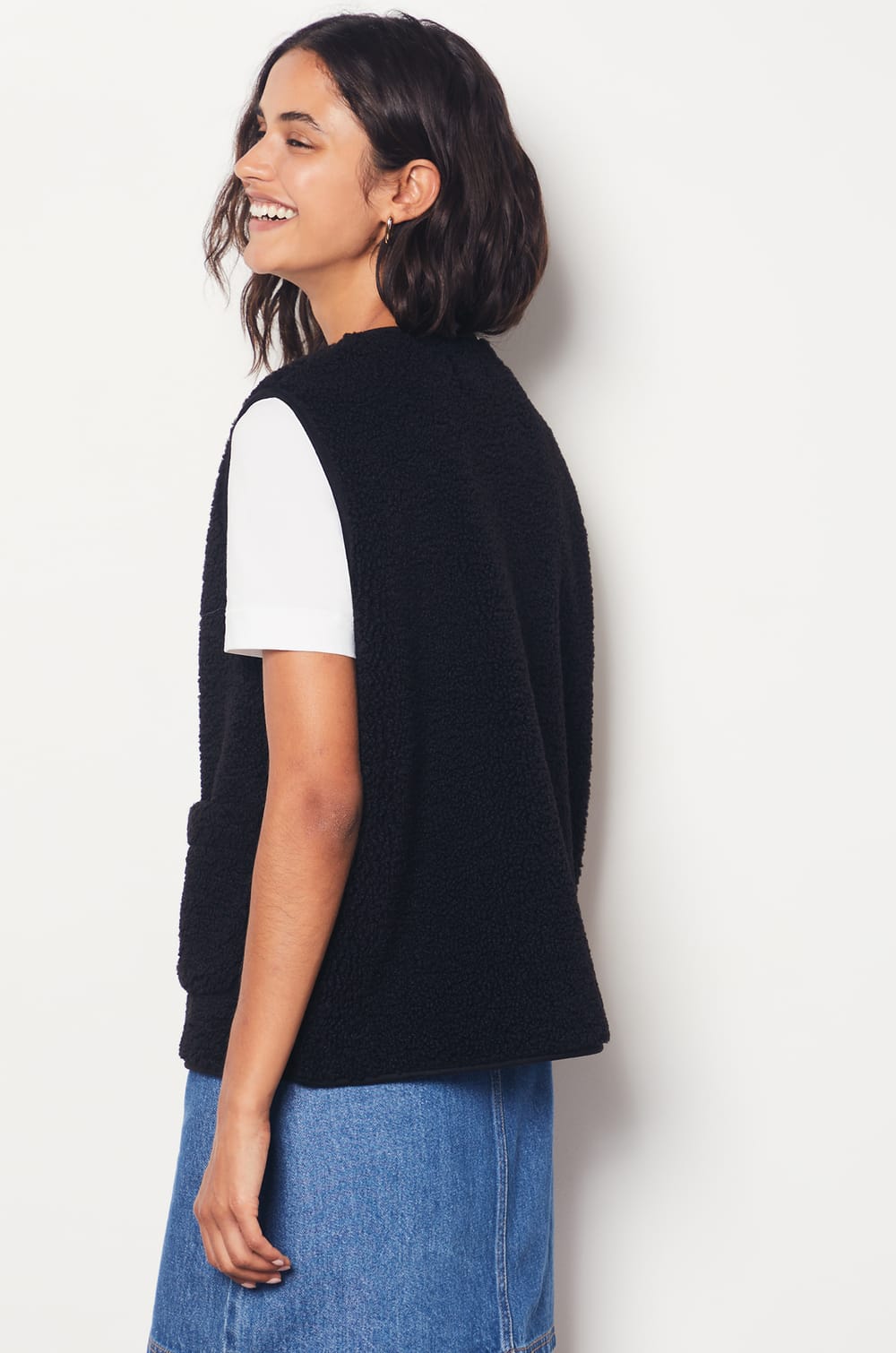 Sleeveless Faux Fur Jacket;${refinementColor}