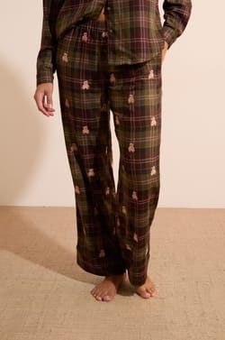 Pantalon &agrave; carreaux avec coton;${refinementColor}