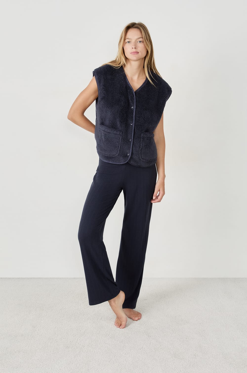 Gilet sans manches effet polaire;${refinementColor}