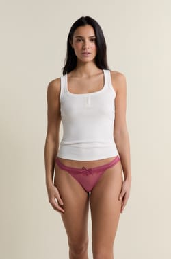 Tanga de hilo de tul y encaje;${refinementColor}